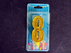 Свічка цифра (золото) (5шт) 8