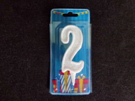 Свічка цифра (білий блиск) (5шт) 2