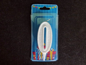 Свічка цифра (білий блиск) (5шт) 0