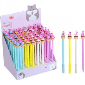 Ручка гелева синя 6066 Тістечко Фламінго (48шт)