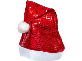 Шапка Діда Мороза з паєтками 6241-4 (12шт)