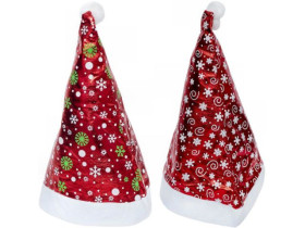 Шапка Діда Мороза зі сніжинками 6241-5 (12шт)