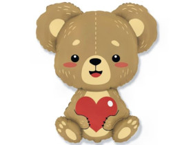 Фольгована кулька, фігура "Закоханий ведмедик з серцем" (Flexmetal)