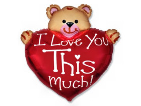 Фольгована кулька 14" міні-фігура "Серце з ведмедиком"