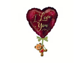 Фольгована кулька, фігура "I Love You", серце з ведмедиком