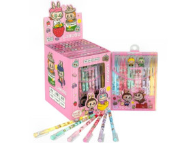 Ручка гелева пише-стирає 2019 синя с мультяшним дизайном "Labubu" (12/144)