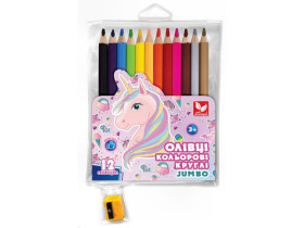 Олівці 12кол + чинка Джамбо Unicorn 312221007 (12шт) Школярик