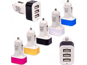 Автомобільний 3-USB Адаптер 1.1А/2.1А/3.1А YT квадрат 005 (12шт)