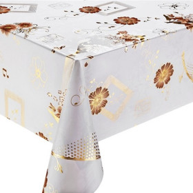 2942 Клеенка ПВХ прозр.с рисунком зол/сер Калейдоскоп 1,37*20м