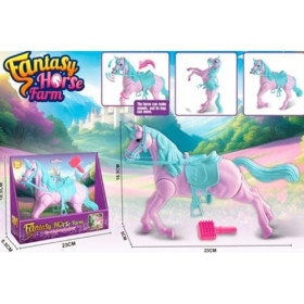 Конячка 3212A-2 єдиноріг, 18см, звук, рухливі ноги та хвіст (механіч), гребінець, бат(табл)