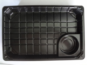 Контейнер, дно, 332C 50BL, з ванночкою під соус, 500 мл, 224×150×22 мм (600 шт.), під кришку 332РК