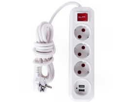 Подовжувач електр. з вимикачем 3м/3 розетки євро 2USB 303