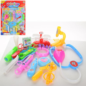 Доктор 3381 (84шт) стетоскоп,микроскоп,очки,инструменты,16предметов,на листе,38,5-52-3см