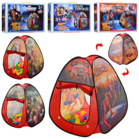 Палатка M 6146 (12шт) пирамида 68-86-68см,вх-липуч,окно-сетка, шарики100шт