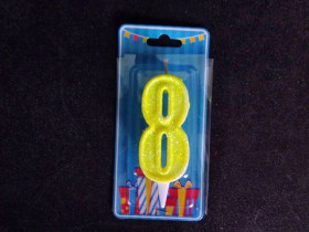 Свічка цифра (лимонний блиск) (5шт) 8