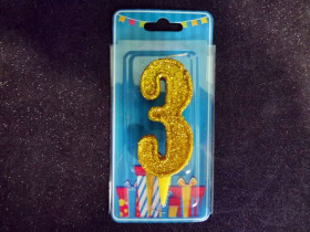 Свічка цифра (золото) (5шт) 3