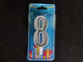 Свічка цифра (срібло) (5шт) 8