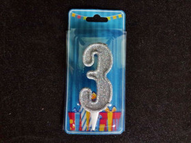 Свічка цифра (срібло) (5шт) 3
