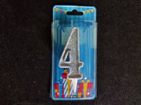 Свічка цифра (срібло) (5шт) 4