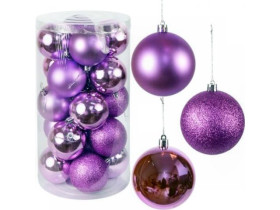 Набір новорічних кульок 20шт D8см "Фіолетовий" YH-9139 тубус (1)
