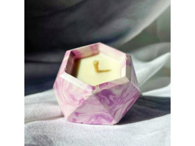 Свічка ароматна апельсин "Шестикутник гранений" у лавандовому кашпо 20 мл 8030-0039