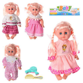 Кукла 1430-36 (48шт) 32см, звук, фен, расческа, 4 вида, на бат-ке, в кульке