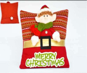 Новорічна декоративна подушка C 67869 Святковий персонаж, об’ємні деталі,дзвоник 37*13*43см