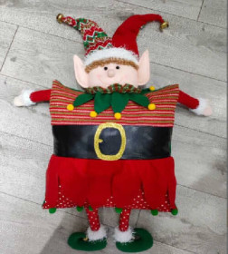 Новорічна декоративна подушка C 67874 Святковий персонаж, об’ємні деталі, дзвоники,51*9*85см