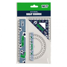 Набір лінійок Yes (3 предмети) "Football", лінійка 15 см (25шт) 370709