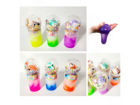 Слайм двухцветный Вертолет с игрушками и кол. шариками, (12шт/уп) 5*14см, 26-16,860205