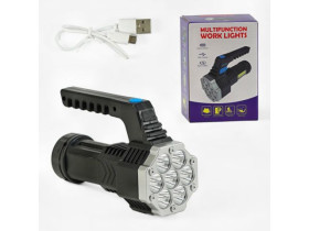 Фонарь С 64481 (100) 3 режима освещения + сигнальный свет, встроенный аккумулятор, USB-кабель