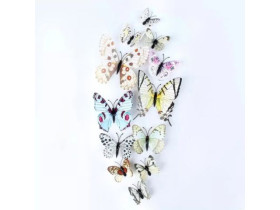 Метелики 3D білі на скотчі для фотозони (12 штук)