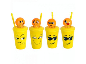 Стакан пластиковий з трубочкою "Смайл", 300 мл, S107199 (12/240)