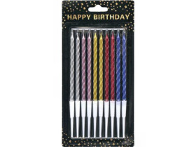 Набір свічок для торта 10шт TL-1046 металік спіраль (1уп)