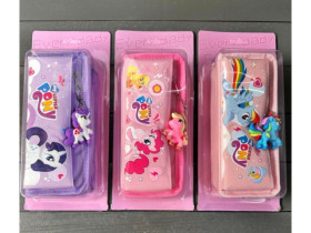 Пенал-косметичка 2792 з брелком "Поні" 2змійки (36шт)