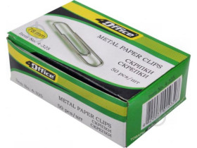 Скріпка 78мм, пряма, з хвилею, 50шт. OFFICE 4-325 (10шт)