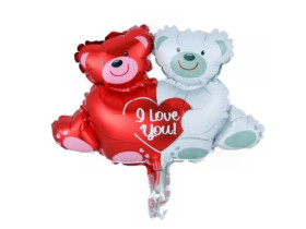 Куля фольгована міні "Закохані ведмедики", 34×38 см, Китай, арт. 3337-0003