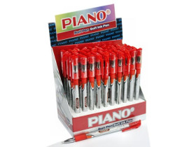Ручка масляна автоматична PТ-195-С Piano червона 0,7мм (50шт)