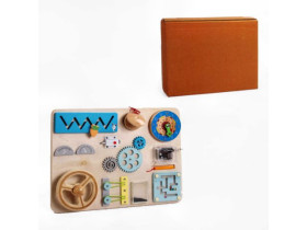 Бізіборд C 61700 (8) дерево, 11 ігор, кермо, пальчиковий лабіринт, годинник, магнітн.олівець, музич.