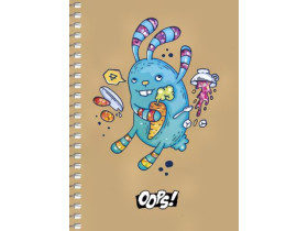 Блокнот А6, без ліній, пружина, крафт, 80 арк., Школярик, 6121 (4/144)