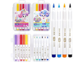 Маркер акриловий-пензель, 12 кольорів, 257-12, у пластиковому боксі