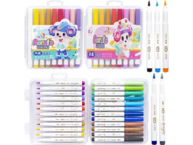 Маркер акриловий-пензель, 24 кольори, 257-24, у пластиковому боксі