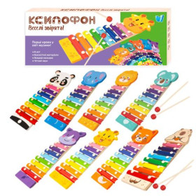 Ксилофон 35692 (36) "WToys", “Тварини”, дерев’яний, 8 нот, молоточки, в коробці