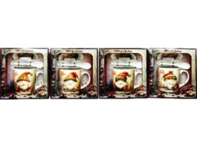 Чашка керамічна, 350 мл, арт. HK-2335-B, "Дід Мороз з оленем", з блюдцем і ложкою, у подарунковій упаковці