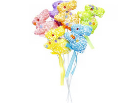 Набір "Зайчики декоративні" на паличці, 22 см, 6 шт., HA-325 (1 уп.)