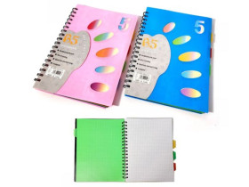 Блокнот на пружині В5,108арк, кліт.,пласт.обкл.з 4 розділ,18120-12/144020