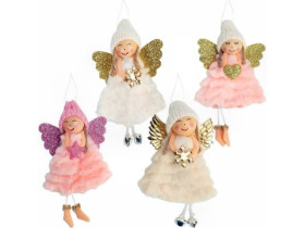 Прикраса-іграшка ялинкова "Лялечка Ангелок" кольорова 12*8см CX25-7 (12шт)