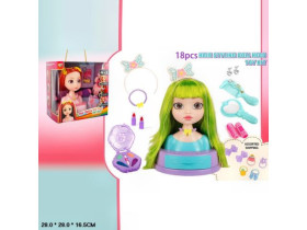 Голова для зачісок SR012 аксесуари для волосся, тіні, помада, люстерце, короб. 28*28*16,5см