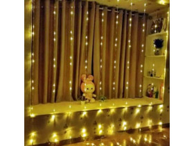 Гірлянда "Волосінь-штора" ("Промені роси"), 3×2 м, на батарейці, USB, з пультом, золото, ZABI-12GR