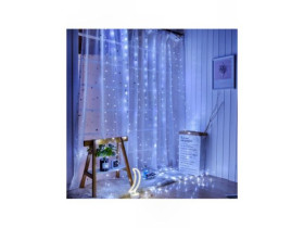 Гірлянда "Волосінь-штора" ("Промені роси"), 3×2 м, на батарейці, USB, з пультом, біла, ZABI-12GR